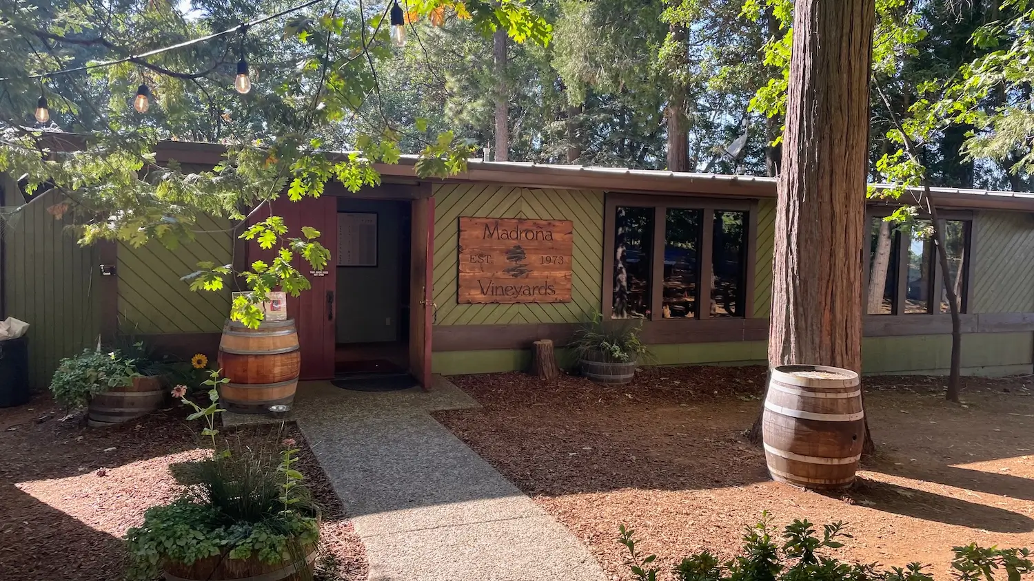 Exterior of the Madroña Vineyards tasting room in El Dorado County